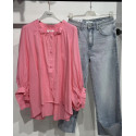 Chemise Rose ample manche chauve souris